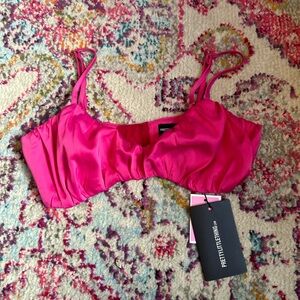 Prettylittlething Hot Pink Structured Satin
Ruched Bralette